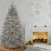 Prelit Matte Silver Metallic Artificial Christmas Tree Warm White Lights - National Tree Company