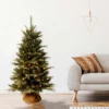 4' Prelit Evergreen Artificial Christmas Tree In Burlap Bag Clear Lights - National Tree Company