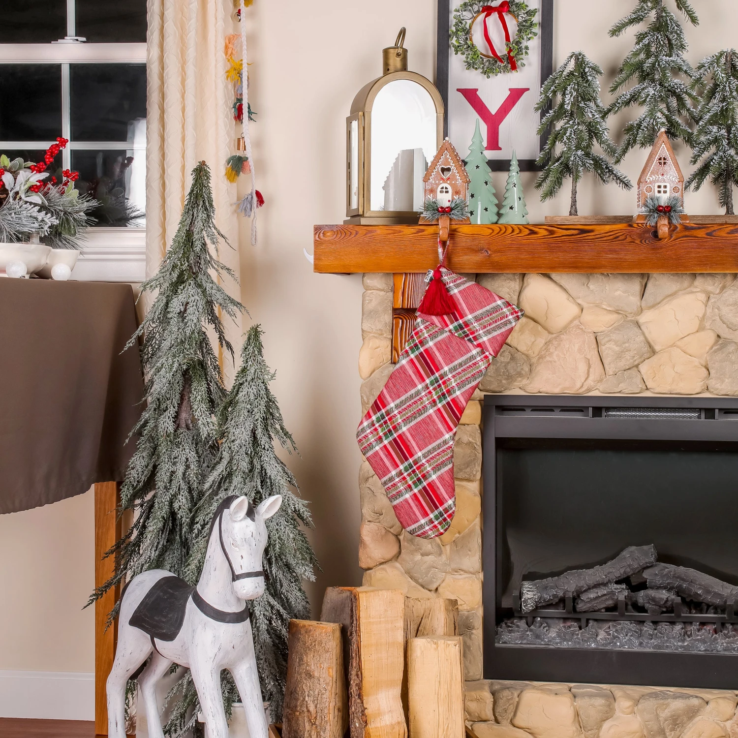 National Tree Company 20" HGTV Home Collection Bias Cut Red Plaid Stocking 2 National Tree Company 20" HGTV Home Collection Bias Cut Red Plaid Stocking - Image 2