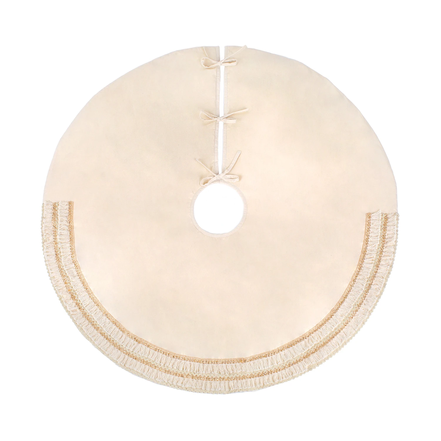 National Tree Company 52" HGTV Home Collection Fringe Detail Tree Skirt, Off White 1 National Tree Company 52" HGTV Home Collection Fringe Detail Tree Skirt, Off White