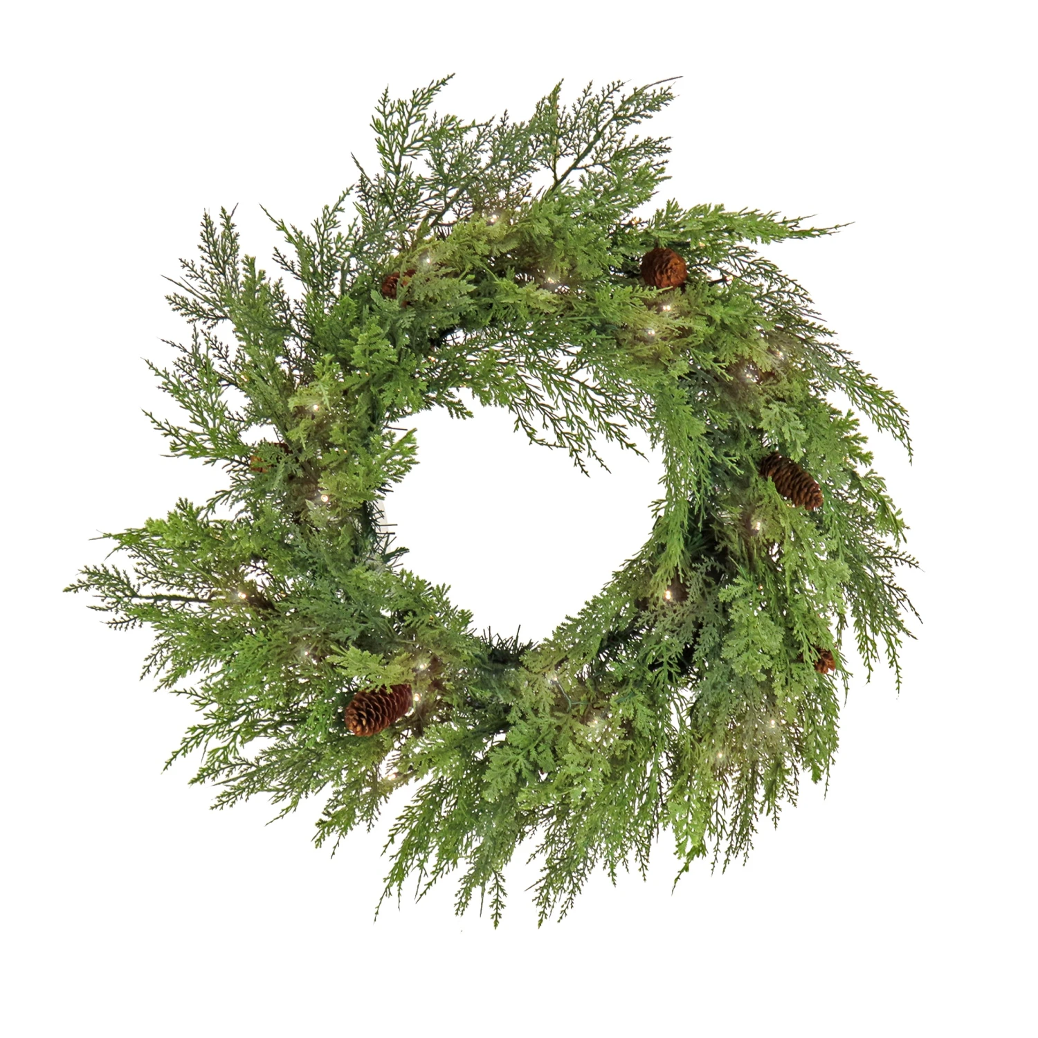 National Tree Company 26" HGTV Home Collection Pre-Lit Cozy Winter Cedar Wreath 1 National Tree Company 26" HGTV Home Collection Pre-Lit Cozy Winter Cedar Wreath