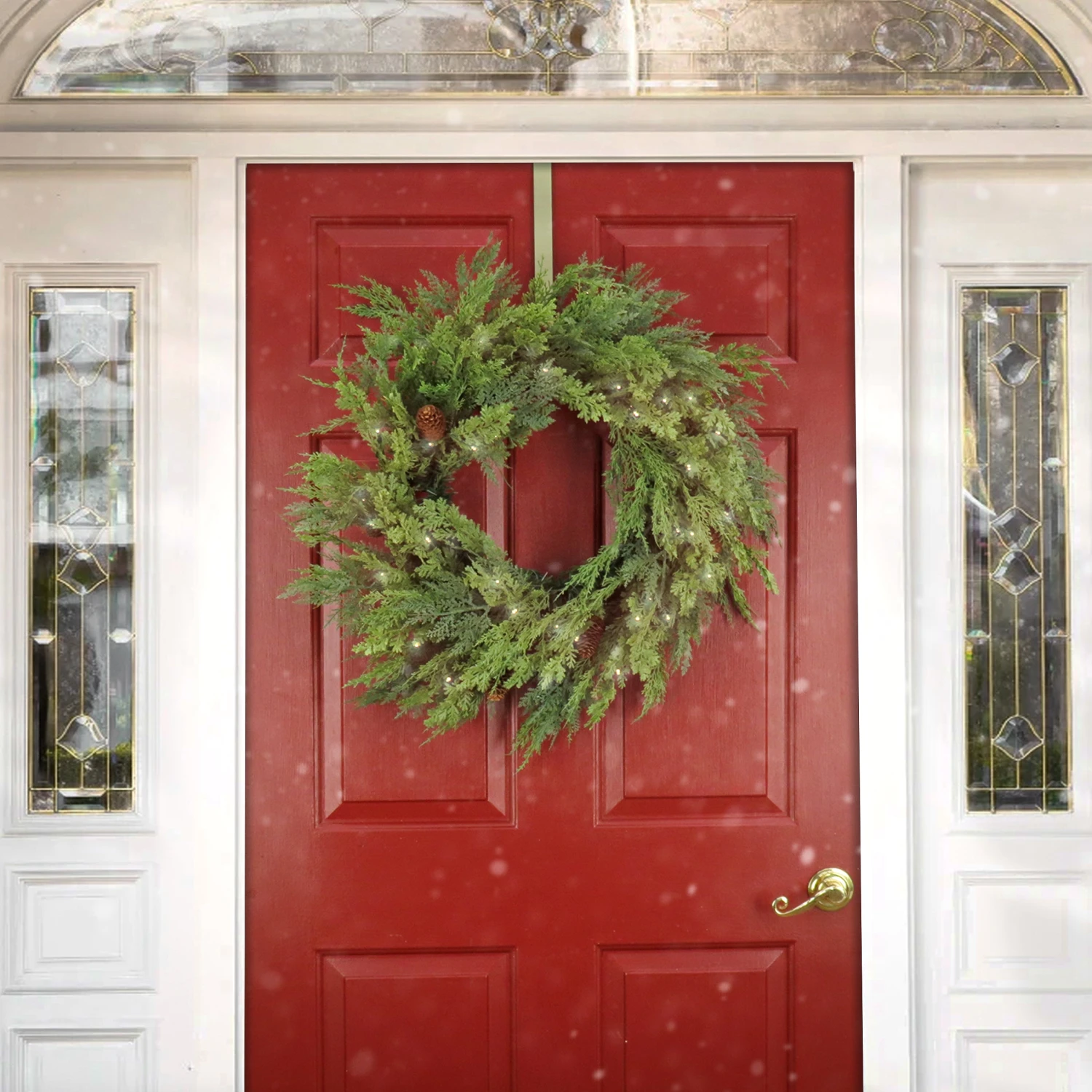 National Tree Company 26" HGTV Home Collection Pre-Lit Cozy Winter Cedar Wreath 2 National Tree Company 26" HGTV Home Collection Pre-Lit Cozy Winter Cedar Wreath - Image 2
