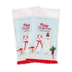 National Tree Company 18" HGTV Home Collection Merry Christmas Llamas Guest Towel Pair