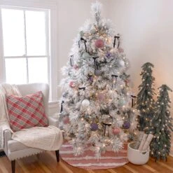 National Tree Company 6.5 Ft. HGTV Home Collection Pre-Lit Flocked Bavarian Pine Tree -National Tree Company Store HGTFB13 300P 65 6