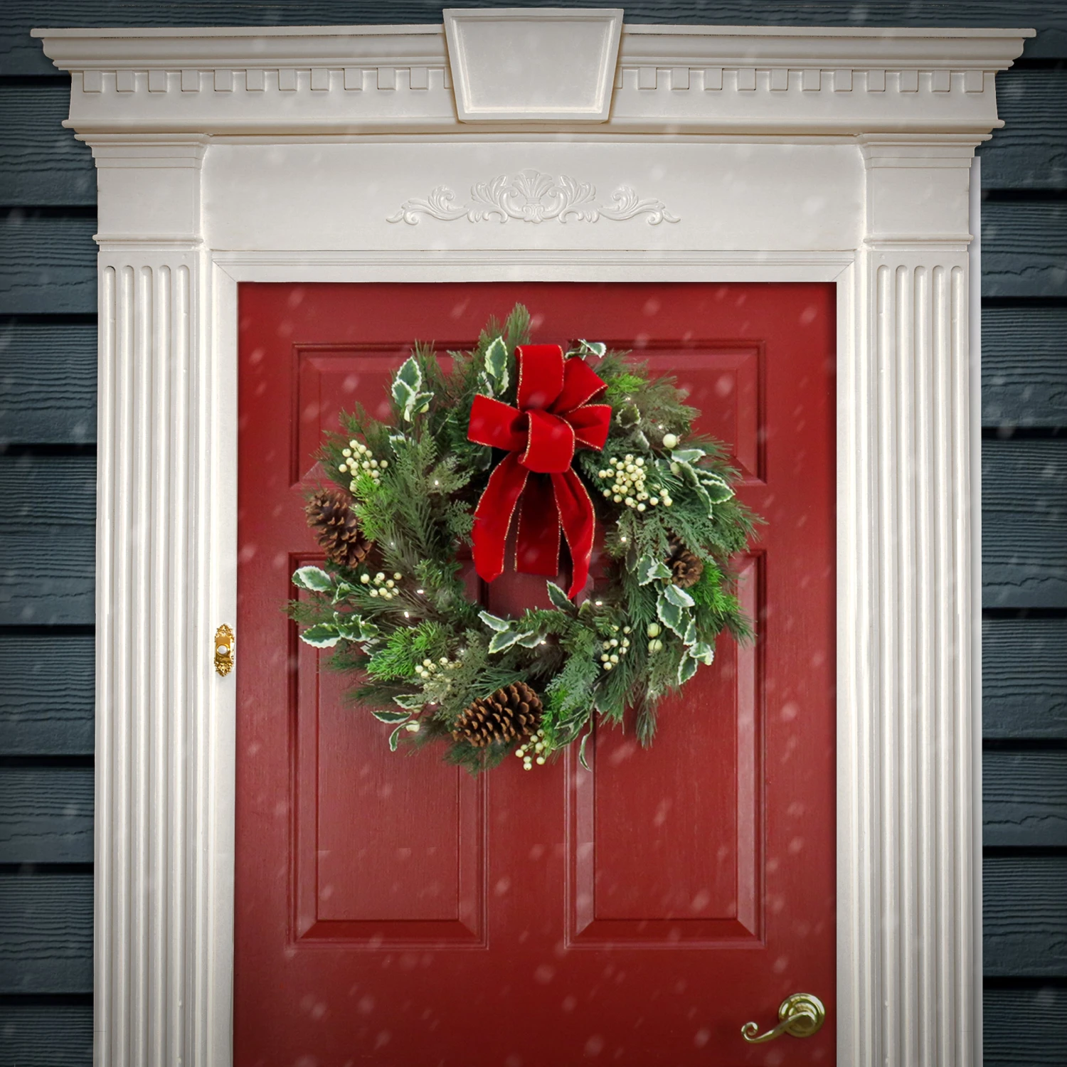 National Tree Company 22" HGTV Home Collection Pre-Lit Holly And Berry Wreath 2 National Tree Company 22" HGTV Home Collection Pre-Lit Holly And Berry Wreath - Image 2