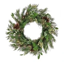 National Tree Company 28" HGTV Home Collection Pre-Lit Holly And Berry Wreath
