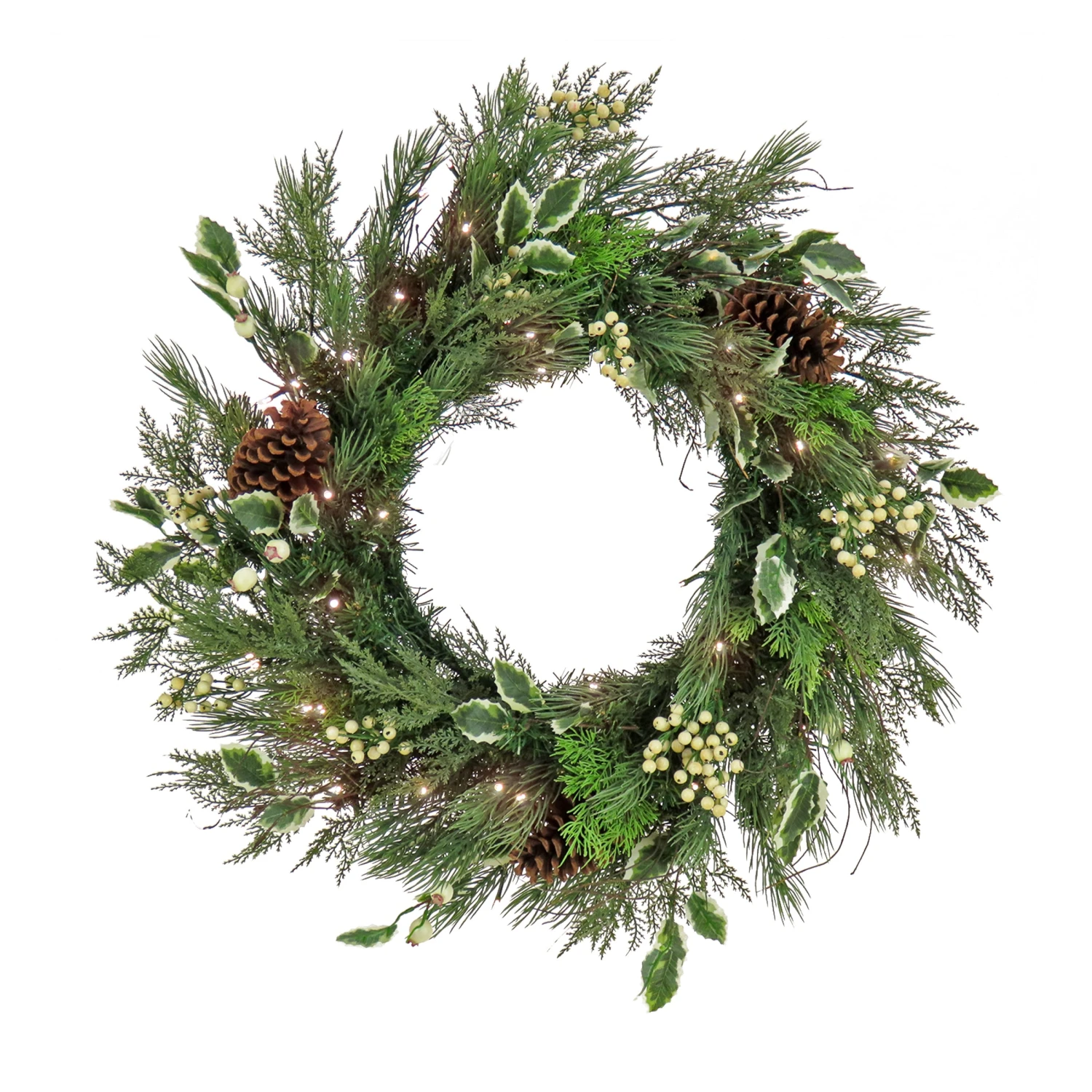 National Tree Company 28" HGTV Home Collection Pre-Lit Holly And Berry Wreath 1 National Tree Company 28" HGTV Home Collection Pre-Lit Holly And Berry Wreath
