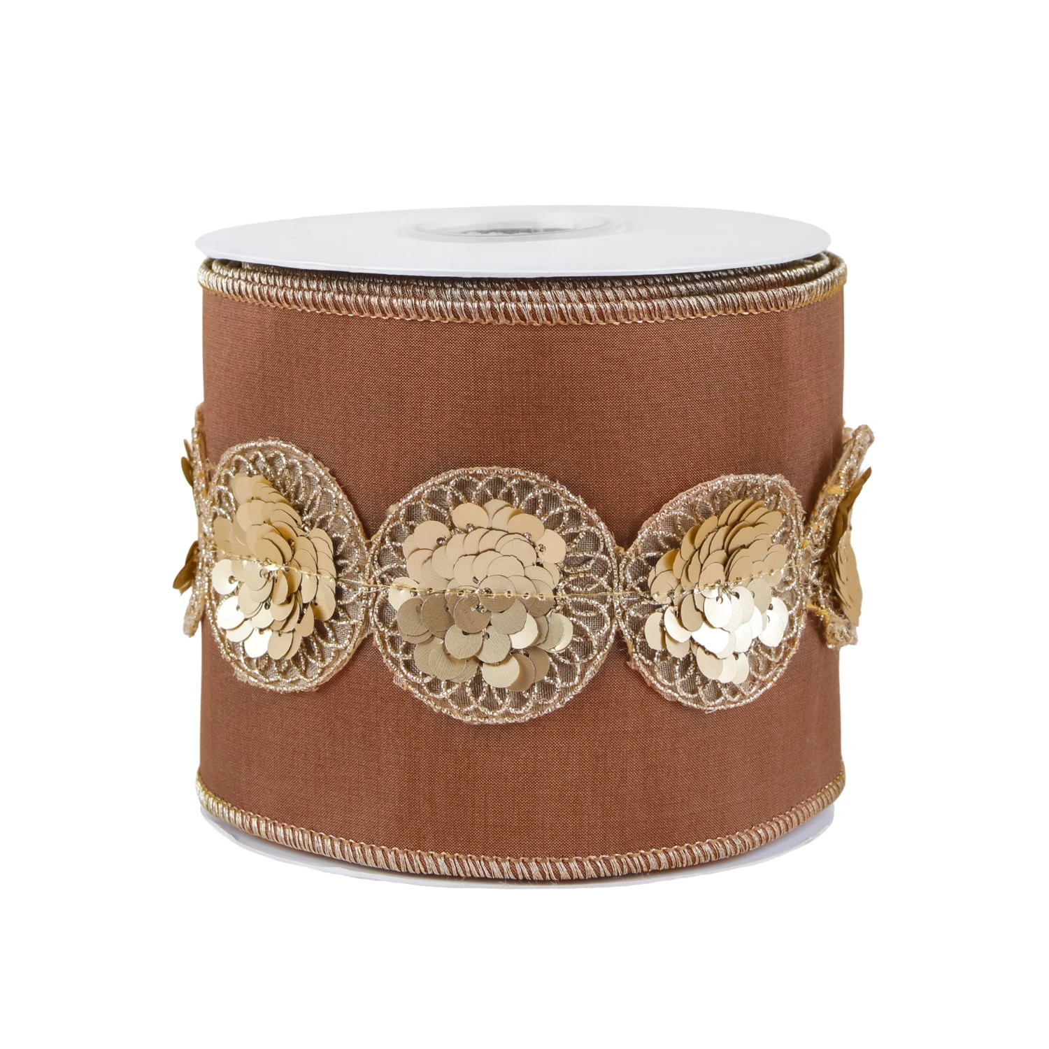 National Tree Company 4" HGTV Home Collection Sequin Beaded Taffeta Ribbon, Brown 1 National Tree Company 4" HGTV Home Collection Sequin Beaded Taffeta Ribbon, Brown