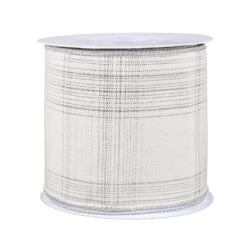 National Tree Company 3" HGTV Home Collection Double-Fused Silver Plaid Ribbon