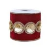 National Tree Company 4" HGTV Home Collection Sequin Beaded Velour Velvet Ribbon, Burgundy
