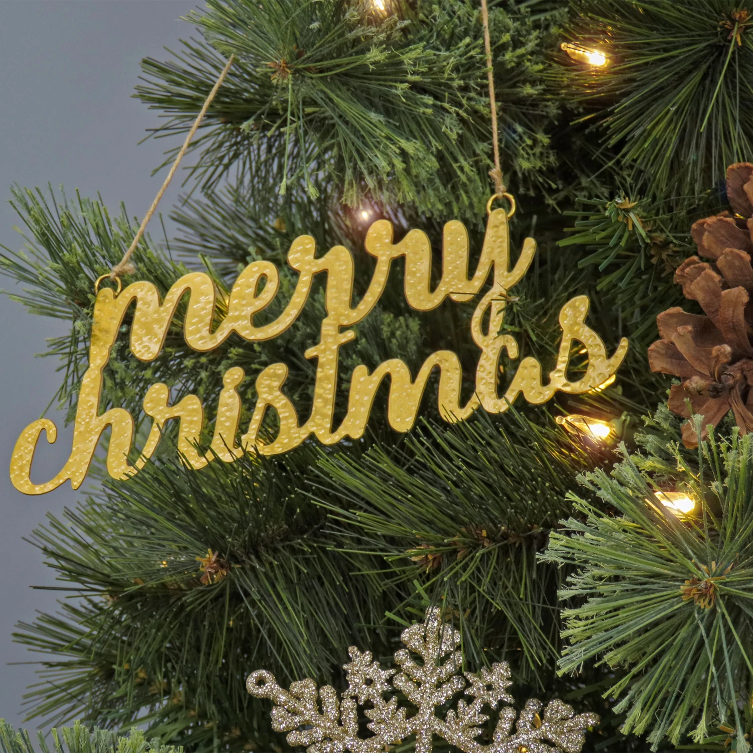 National Tree Company 9" HGTV Home Collection Merry Christmas Metal Ornament Set 2 National Tree Company 9" HGTV Home Collection Merry Christmas Metal Ornament Set - Image 2