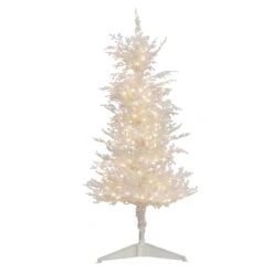 National Tree Company HGTV Home Collection Pre-Lit Christmas By The Sea Coral Artificial Tree Pre-Strung With Warm White LED Lights , Plug In, HGTV Home Collection, Coral, 48in