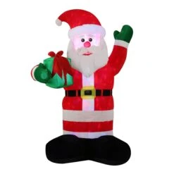 National Tree Company Inflatable Santa With Gift, LED Lights, Plug In, Christmas Collection, 8 Feet