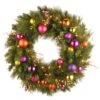 National Tree Company Pre-Lit Artificial Christmas Wreath, Green, Kaleidoscope, White Lights, Decorated With Berry Clusters, Ball Ornaments, Christmas Collection, 30 Inches