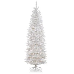 National Tree Company 6.5 Ft Kingswood White Fir Pencil Tree With Clear Lights