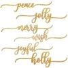 National Tree Company 6-Piece Christmas Place Setting Message Decor, Curly Script Writing In Gold, 10 In
