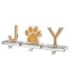National Tree Company Gold Sparkle JOY Christmas Stocking Holders, Gold And Silver With Paw Print, 3 Pieces, 5 In