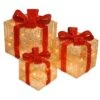 National Tree Company Pre-Lit Gold Gift Boxes, Set Of Three, White Lights, Christmas Collection