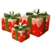National Tree Company Pre-Lit Red And White Gift Boxes, Set Of Three, White Lights, Christmas Collection