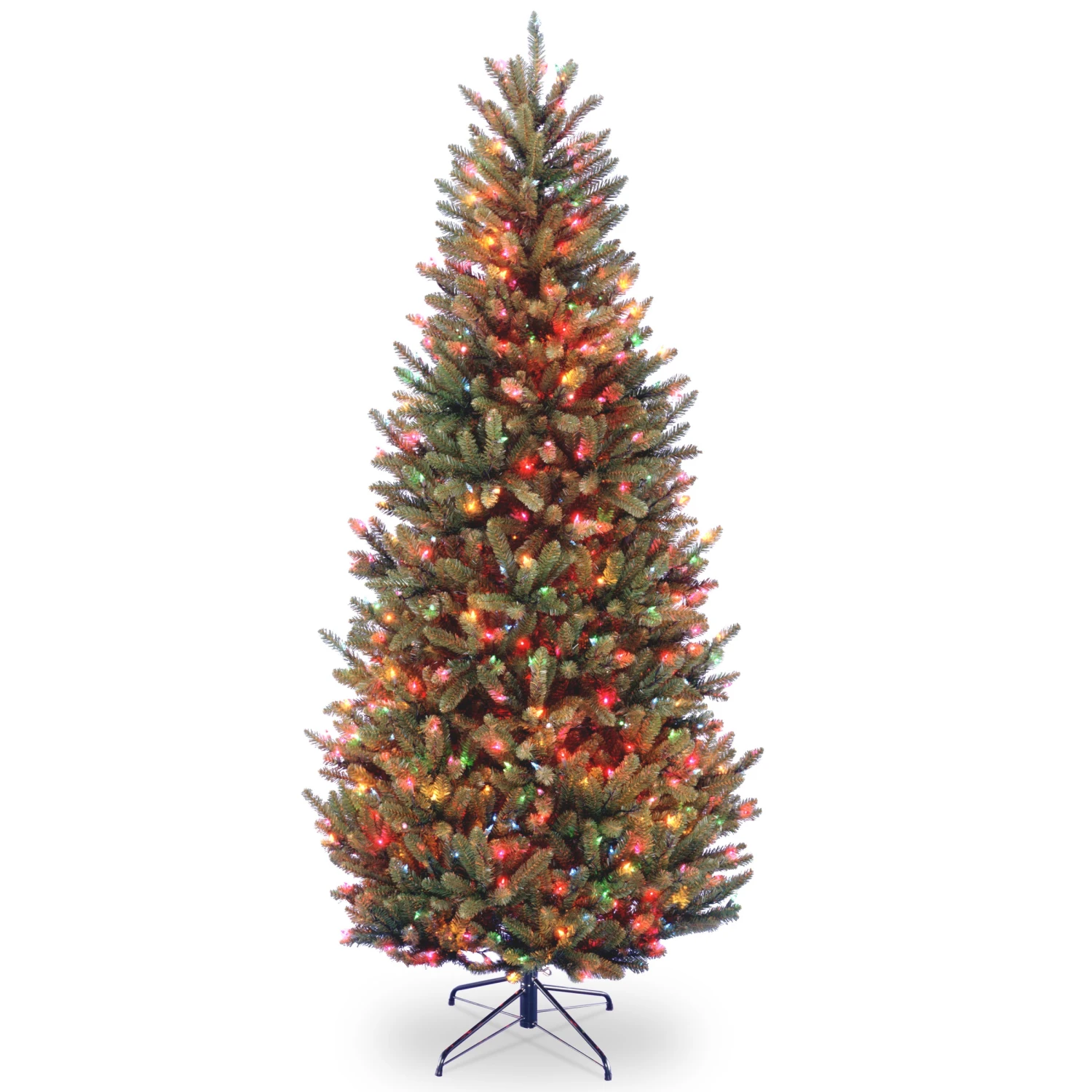 National Tree Company Pre-Lit Artificial Slim Christmas Tree, Green, Natural Fraser Fir, Multicolor Lights, Includes Stand, 7.5 Feet 1 National Tree Company Pre-Lit Artificial Slim Christmas Tree, Green, Natural Fraser Fir, Multicolor Lights, Includes Stand, 7.5 Feet