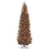 National Tree Company Pre-Lit Artificial Slim Christmas Tree, Green, Natural Fraser Fir, Multicolor Lights, Includes Stand, 9 Feet