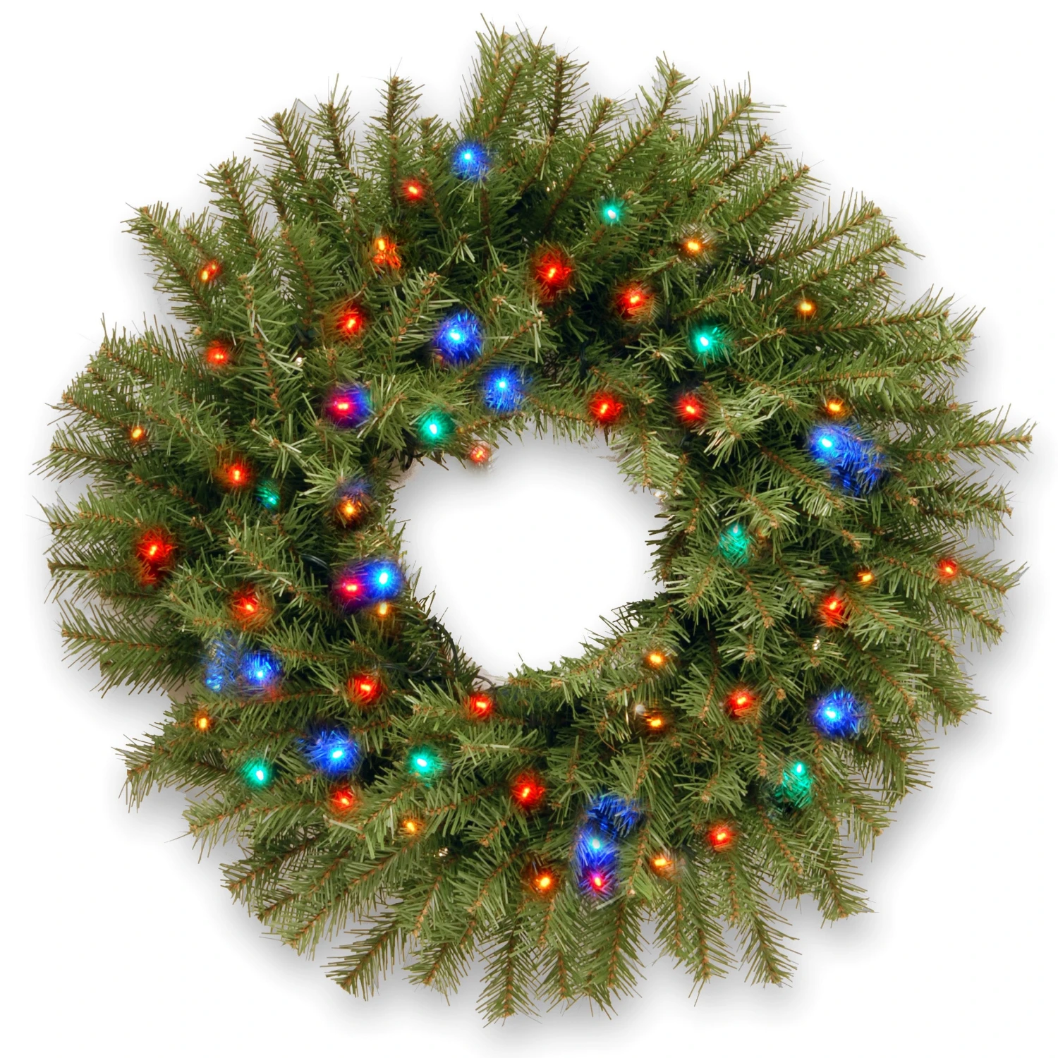 National Tree Company Pre-Lit Artificial Christmas Wreath, Green, Norwood Fir, Multicolor Lights, Christmas Collection, 24 Inches 1 National Tree Company Pre-Lit Artificial Christmas Wreath, Green, Norwood Fir, Multicolor Lights, Christmas Collection, 24 Inches