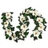 National Tree Company Artificial Garland North Valley Spruce, Green, Decorated With Magnolia Flower Blooms, Christmas Collection, 6 Feet