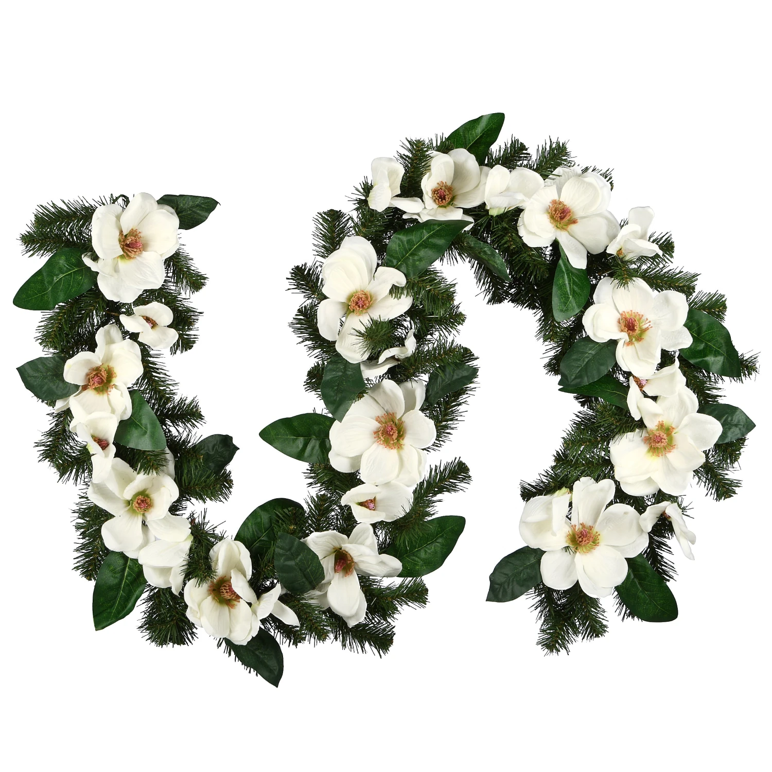 National Tree Company Artificial Garland North Valley Spruce, Green, Decorated With Magnolia Flower Blooms, Christmas Collection, 6 Feet 1 National Tree Company Artificial Garland North Valley Spruce, Green, Decorated With Magnolia Flower Blooms, Christmas Collection, 6 Feet