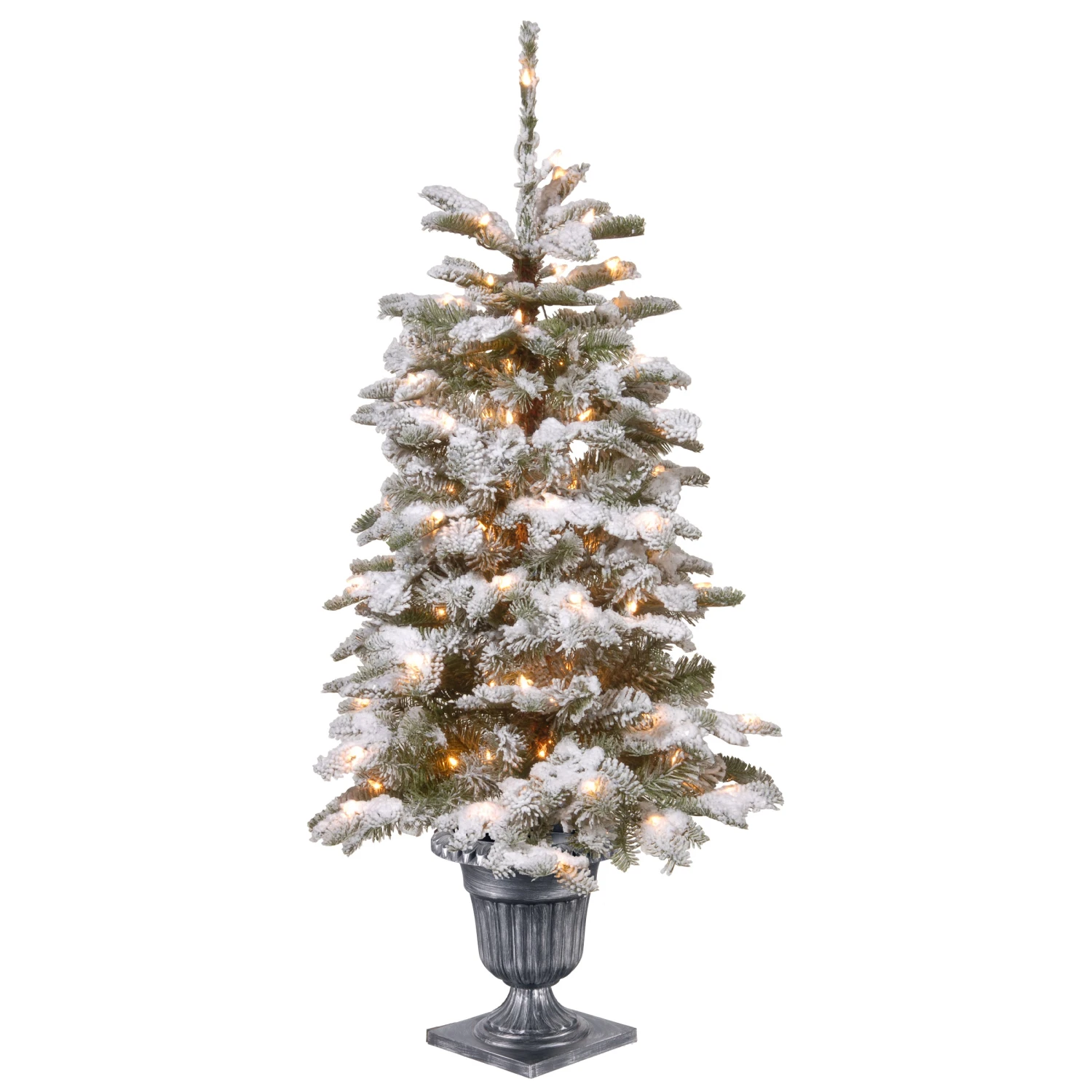 National Tree Company Pre-Lit Artificial Entrance Christmas Tree, Snowy Camden, Green, White Lights, Includes Metal Base, 4 Feet 1 National Tree Company Pre-Lit Artificial Entrance Christmas Tree, Snowy Camden, Green, White Lights, Includes Metal Base, 4 Feet