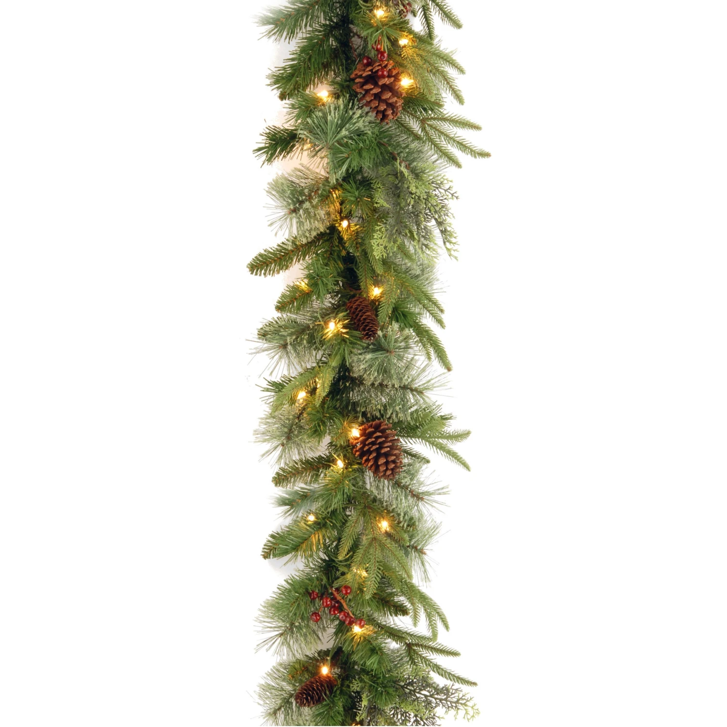 National Tree Company Pre-Lit 'Feel Real' Artificial Christmas Garland, Green, Colonial Fir, Dual Color LED Lights, Decorated With Pine Cones, Plug In, Christmas Collection, 9 Feet 1 National Tree Company Pre-Lit 'Feel Real' Artificial Christmas Garland, Green, Colonial Fir, Dual Color LED Lights, Decorated With Pine Cones, Plug In, Christmas Collection, 9 Feet