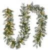 National Tree Company Pre-Lit Artificial Christmas Garland, Green, Snowy Green, White Lights, Decorated With Pine Cones, Frosted Branches, Battery Operated, Christmas Collection, 9 Feet