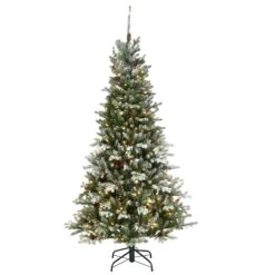 National Tree Company 65 Ft Snowy Morgan Spruce Slim Tree With Clear Lights