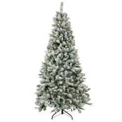 National Tree Company Artificial Snowy Mixed Pine Christmas Tree, Pre-Lit With Multi Incandescent Lights, Plug In, 6.5 Ft
