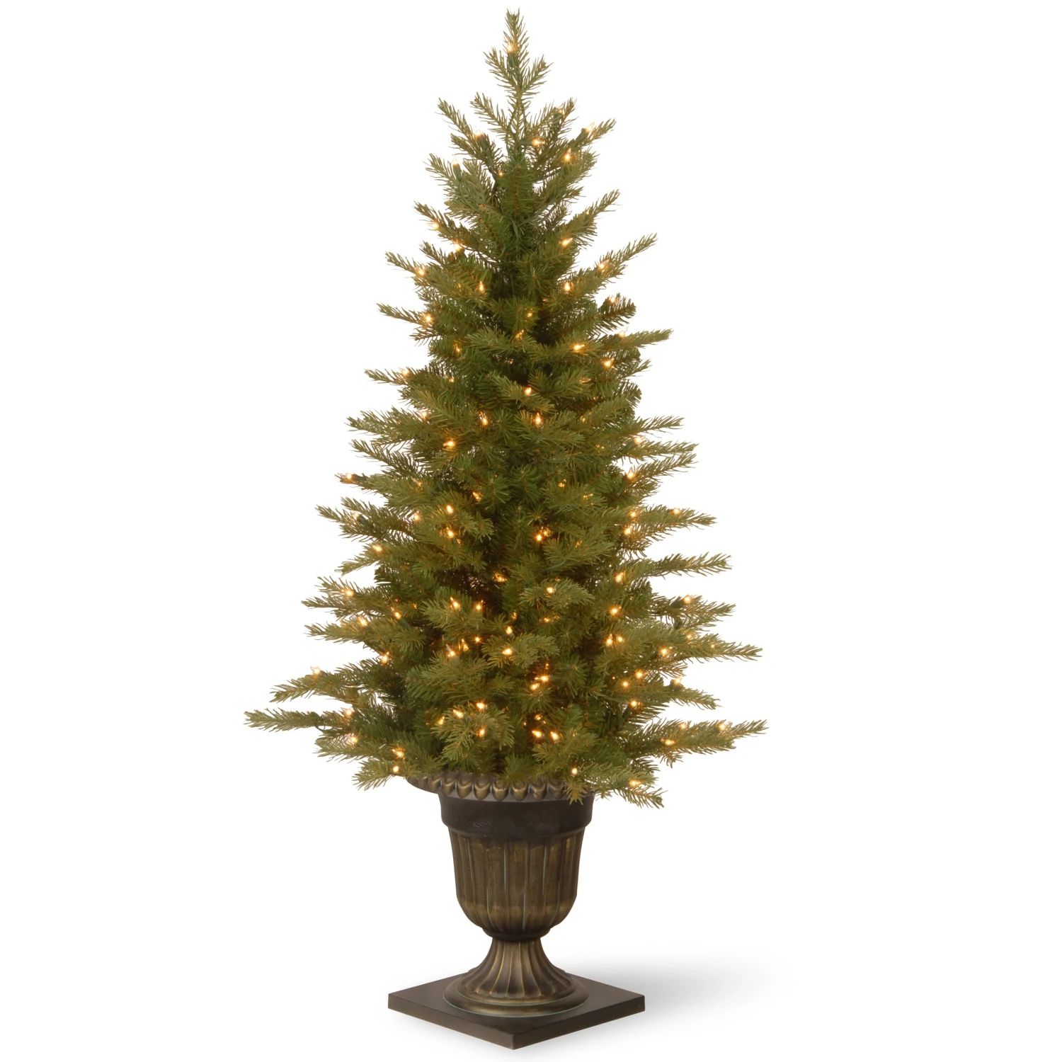 National Tree Company Pre-Lit 'Feel Real' Artificial Mini Entrance Christmas Tree, Green, Nordic Spruce, White Lights, Includes Decorative Urn Base, 4 Feet 1 National Tree Company Pre-Lit 'Feel Real' Artificial Mini Entrance Christmas Tree, Green, Nordic Spruce, White Lights, Includes Decorative Urn Base, 4 Feet