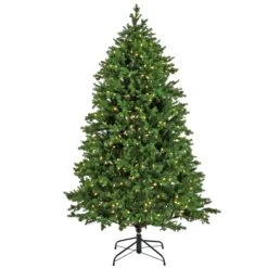 National Tree Company Artificial Rockport Christmas Tree, Pre-Lit With PowerConnect Warm White LED Lights, Plug In, 7.5 Ft