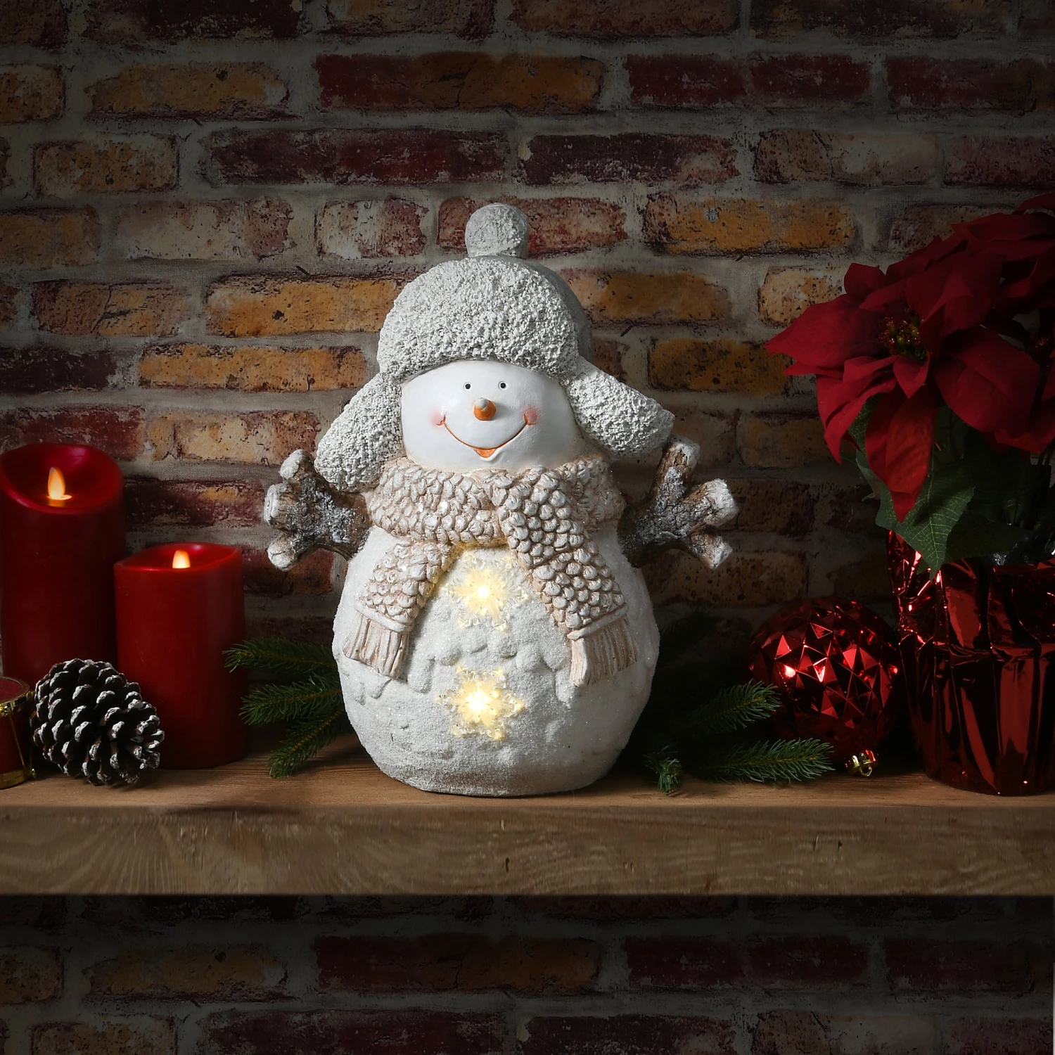 National Tree Company 15" Snowman With Snowflake Lights 2 National Tree Company 15" Snowman With Snowflake Lights - Image 2