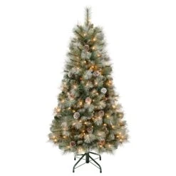 National Tree Company First Traditions Pre-Lit Perry Hard Needle Christmas Tree, Clear Incandescent Lights, Plug In, 4.5 Ft