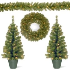 National Tree Company Evergreen Assortment With Battery Operated LED Lights