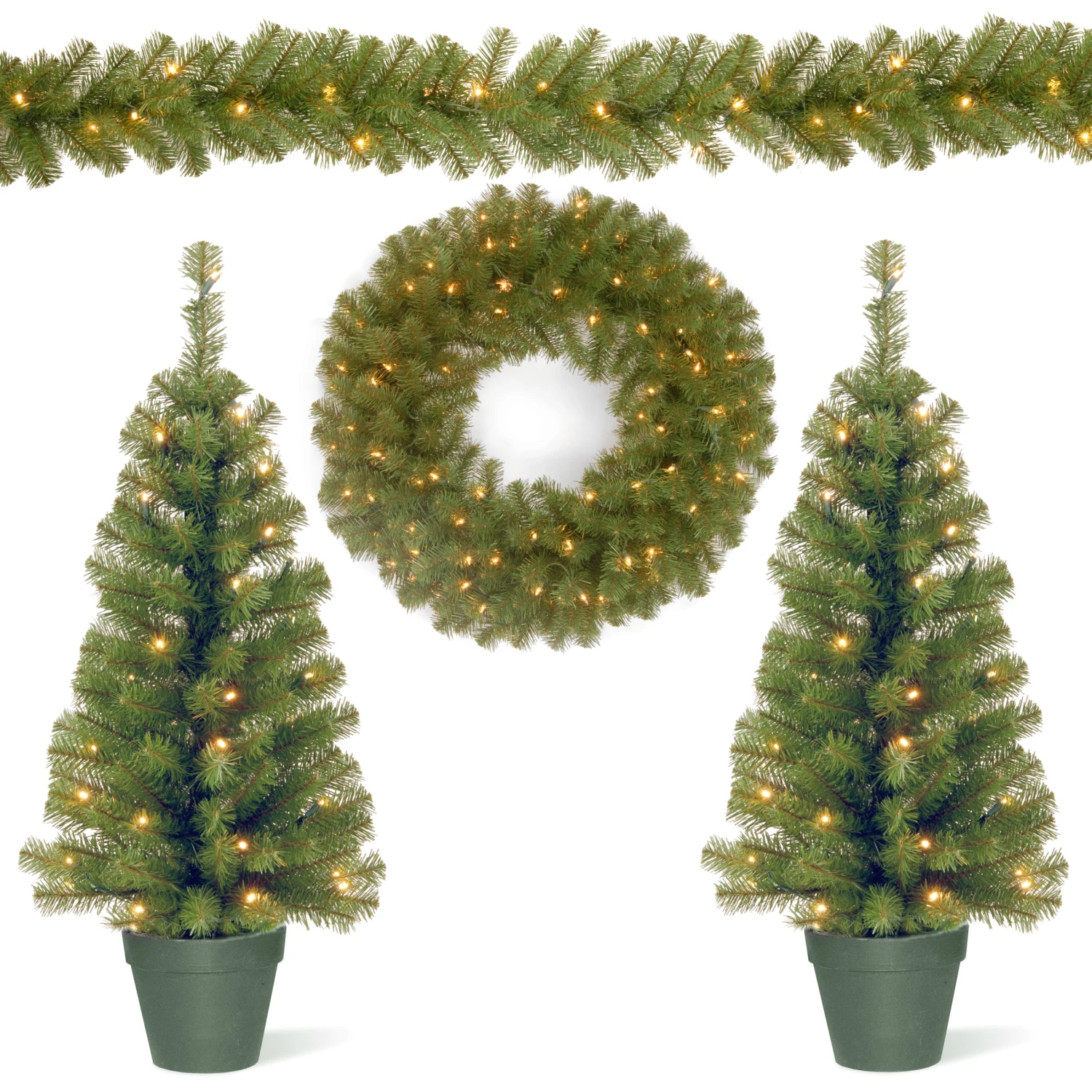 National Tree Company Evergreen Assortment With Battery Operated LED Lights 1 National Tree Company Evergreen Assortment With Battery Operated LED Lights