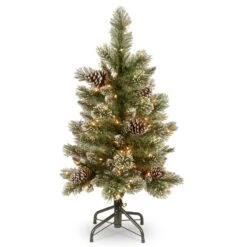 National Tree Company Pre-Lit Artificial Christmas Tree, Glittering Pine Pencil Slim With Clear Lights, Plug In, 3 Ft