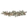 National Tree Company Pre Lit Artificial Garland, Colonial, Green, Frosted, Decorated With White Berry Clusters, Magnolia Flower Blooms, Warm White LED Lights, Battery Powered, Christmas Collection, 4 Feet
