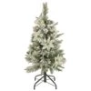 National Tree Company Artificial Frosted Colonial Pencil Slim Hinged Christmas Tree With Berries And Poinsettia Flowers, Pre-Lit With Clear Incandescent Lights, Plug In, 3 Ft
