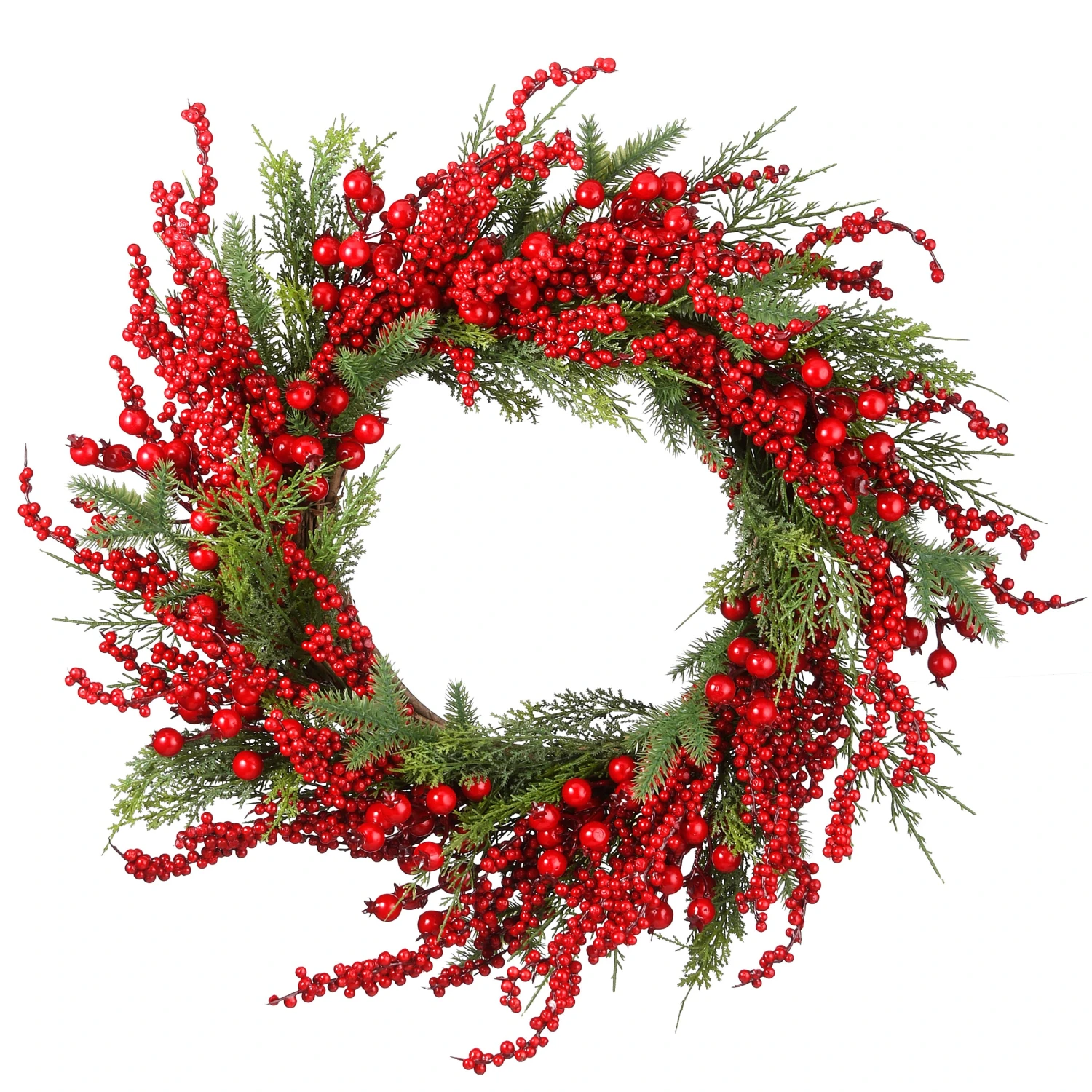 National Tree Company 24" Cedar And Berry Wreath 1 National Tree Company 24" Cedar And Berry Wreath