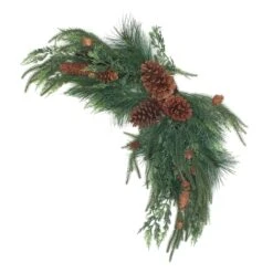 National Tree Company Mixed Pine Christmas Corner Swags With Assorted Pinecones, Set Of Two, 26 In