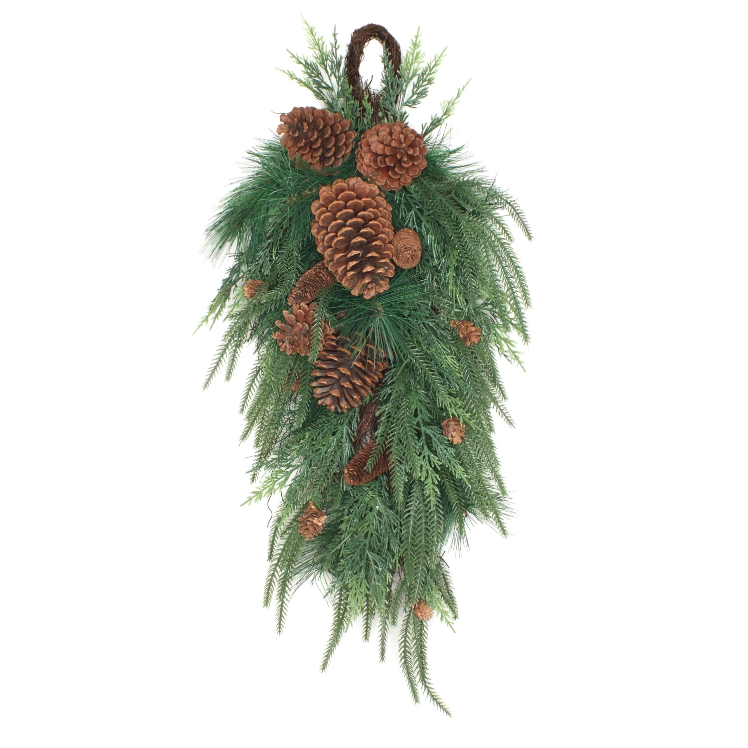 National Tree Company Mixed Pine Christmas Teardrop With Cypress Tips, Pinecones, 32 In 1 National Tree Company Mixed Pine Christmas Teardrop With Cypress Tips, Pinecones, 32 In