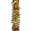 National Tree Company Pre-Lit Artificial Christmas Garland, Green, Evergreen, White Lights, Decorated With Ball Ornaments, Leaves, Pine Cones, Berry Clusters, Plug In, Christmas Collection, 6 Feet