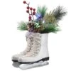 National Tree Company 12" Pre-Lit White Ice Skates With Evergreen Arrangement