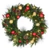 National Tree Company, Pre-Lit Artificial Christmas Wreath, Decorated Rural Homestead, With Warm White LED Lights, Battery Powered, 28 In