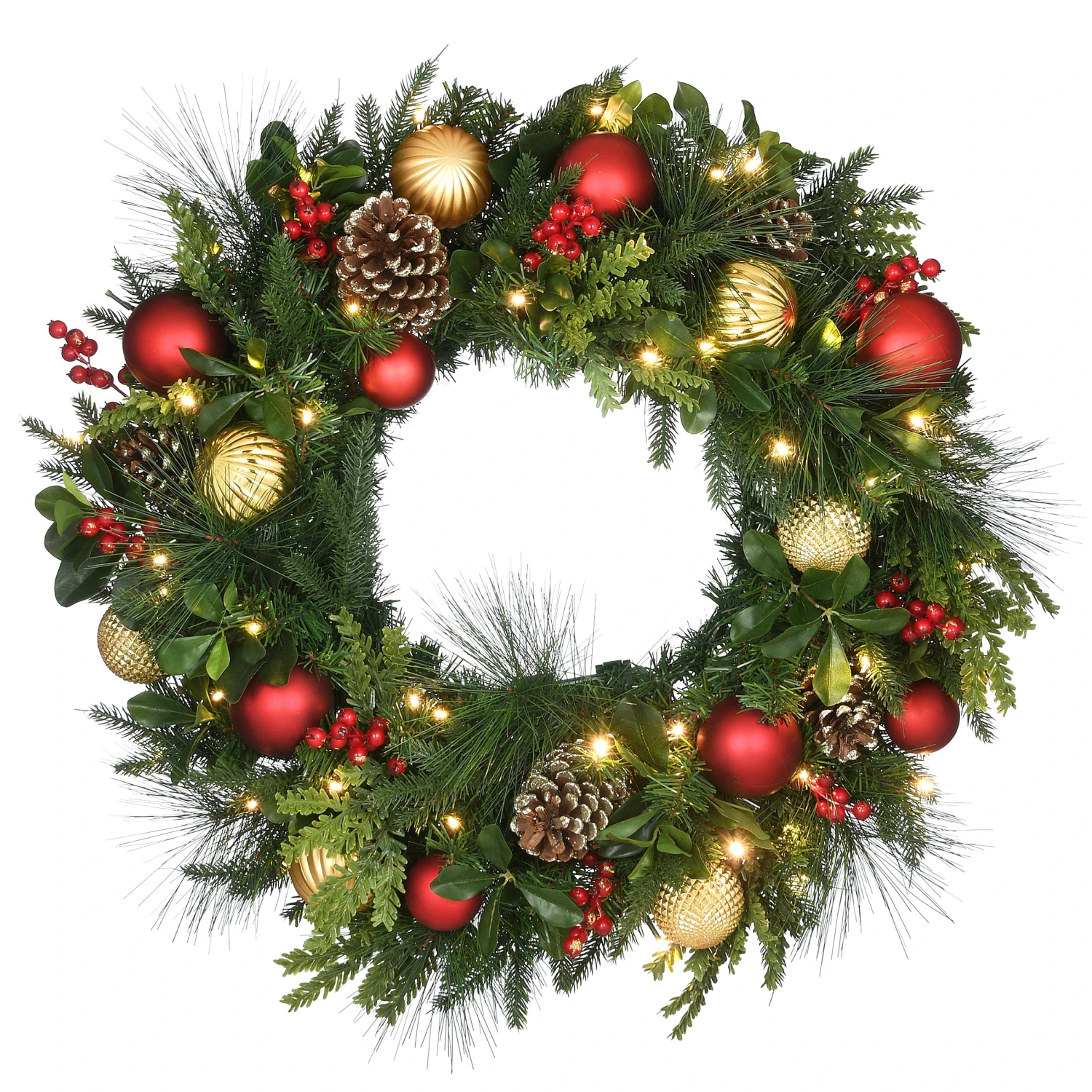 National Tree Company, Pre-Lit Artificial Christmas Wreath, Decorated Rural Homestead, With Warm White LED Lights, Battery Powered, 28 In 1 National Tree Company, Pre-Lit Artificial Christmas Wreath, Decorated Rural Homestead, With Warm White LED Lights, Battery Powered, 28 In