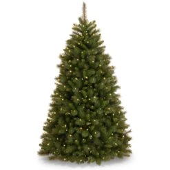 National Tree Company Pre-Lit Artificial Christmas Tree, Rocky Ridge Pine, Green, White Lights, Includes Stand, 6.5 Feet